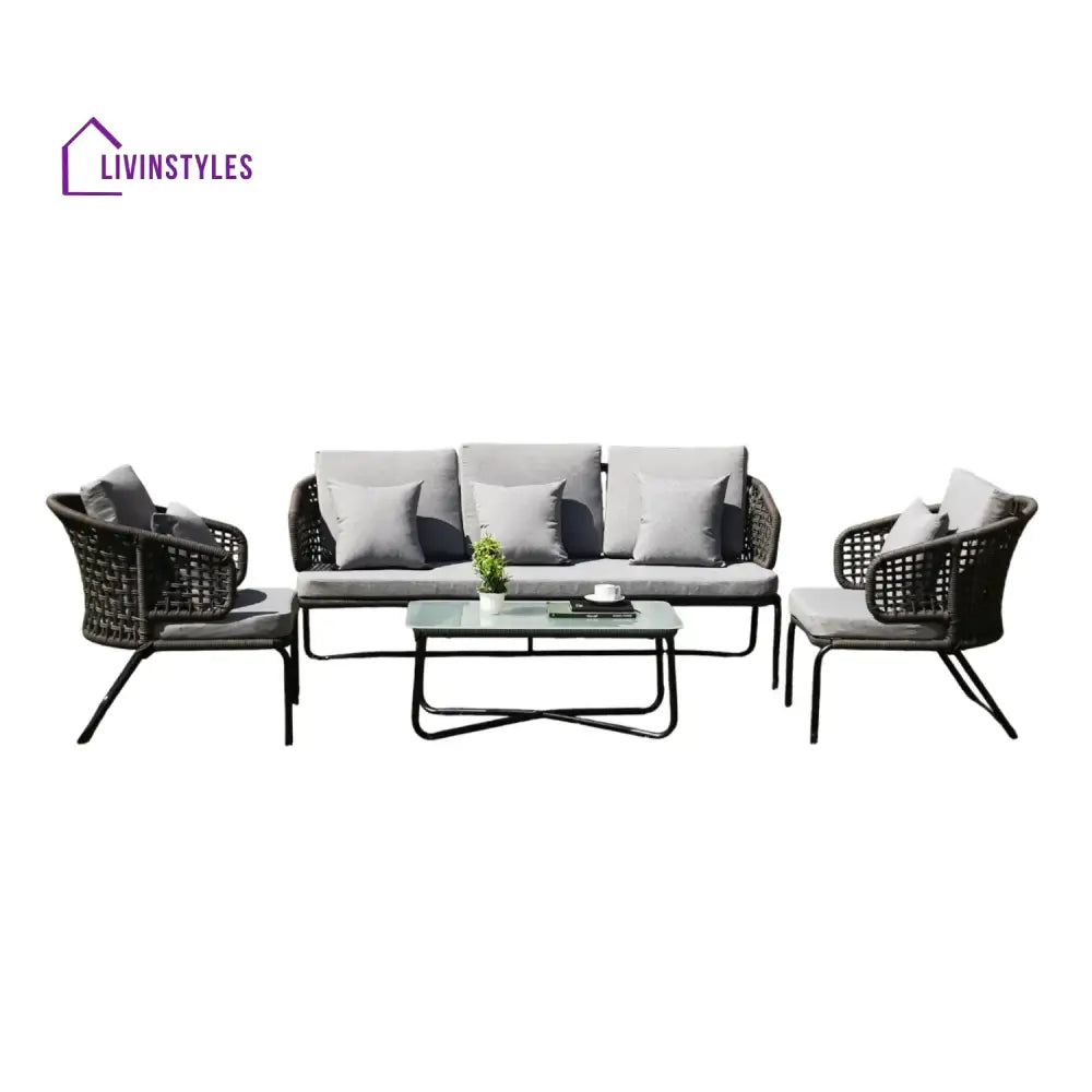 Ishira Outdoor 5 Seater Rope Conversation Sofa Set - Sofa Set