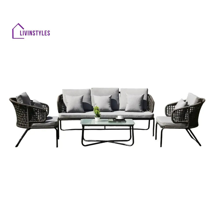 Ishira Outdoor 5 Seater Rope Conversation Sofa Set - Sofa Set
