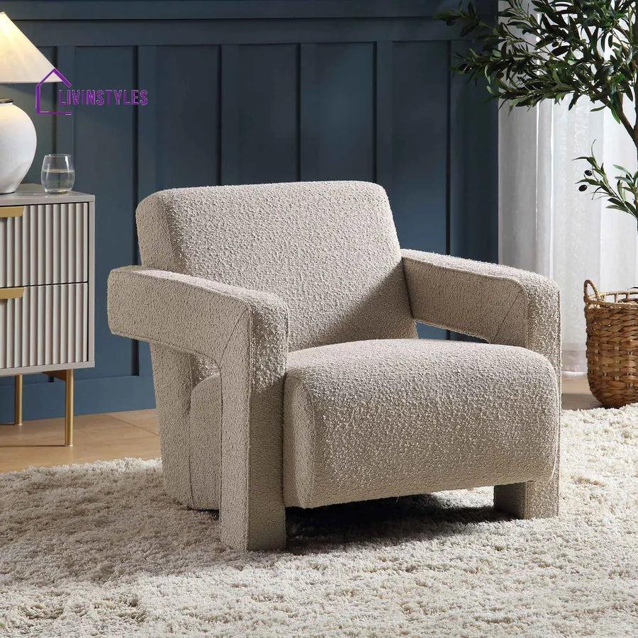 Brompton Sculptural Armchair Taupe Boucle Accent Chairs