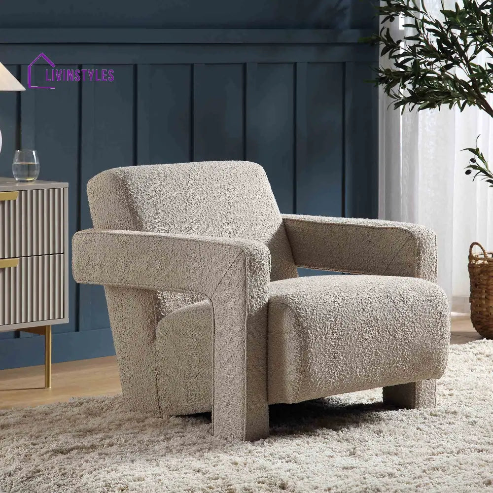Brompton Sculptural Armchair Taupe Boucle Accent Chairs