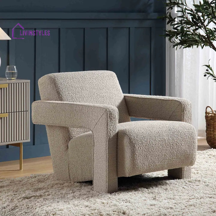 Brompton Sculptural Armchair Taupe Boucle Accent Chairs