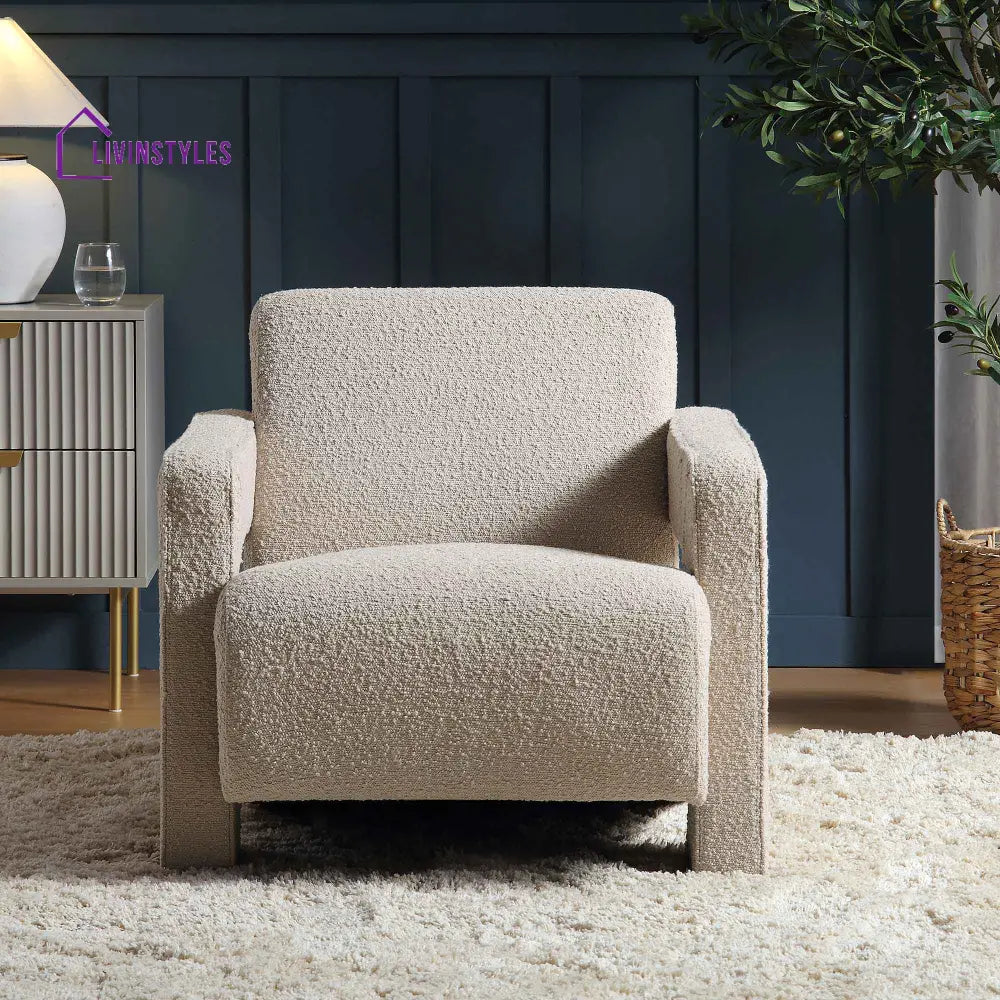 Brompton Sculptural Armchair Taupe Boucle Accent Chairs