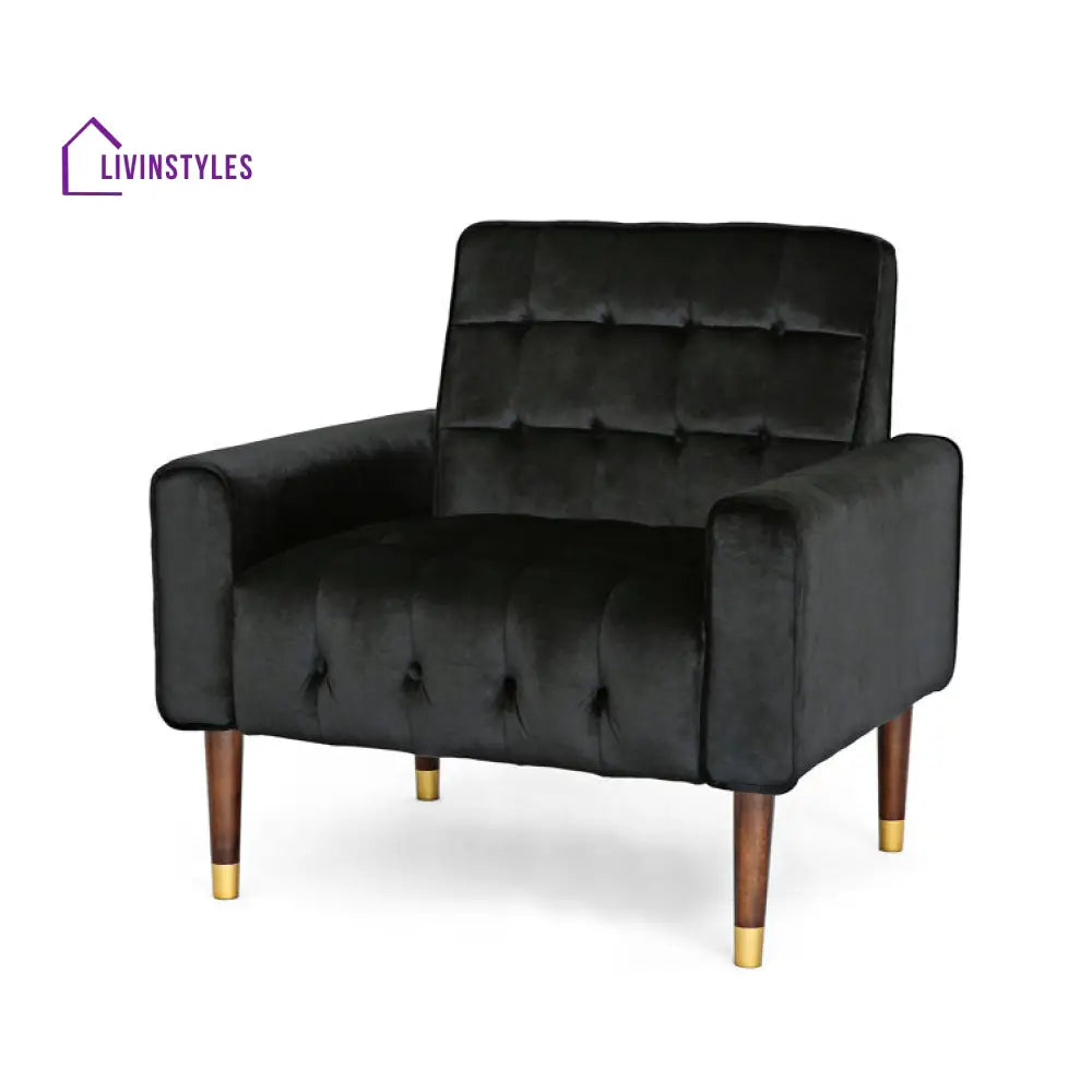 Ishira Solid Wood and Fabric Arm Chair | Living Room Chair | Lounge Chair