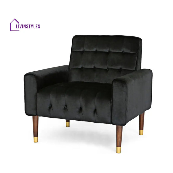 Ishira Solid Wood and Fabric Arm Chair | Living Room Chair | Lounge Chair
