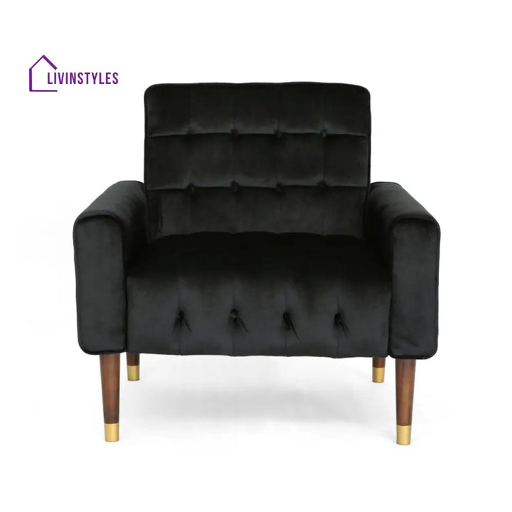 Ishira Solid Wood and Fabric Arm Chair | Living Room Chair | Lounge Chair