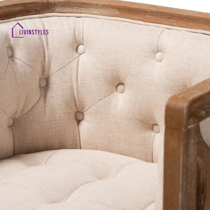 Ishira Solid Wood and Fabric Arm Chair | Living Room Chair | Lounge Chair