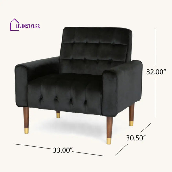 Ishira Solid Wood and Fabric Arm Chair | Living Room Chair | Lounge Chair
