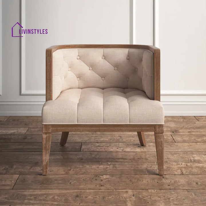 Ishira Solid Wood and Fabric Arm Chair | Living Room Chair | Lounge Chair