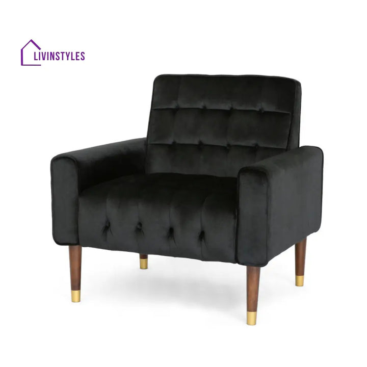 Ishira Solid Wood and Fabric Arm Chair | Living Room Chair | Lounge Chair