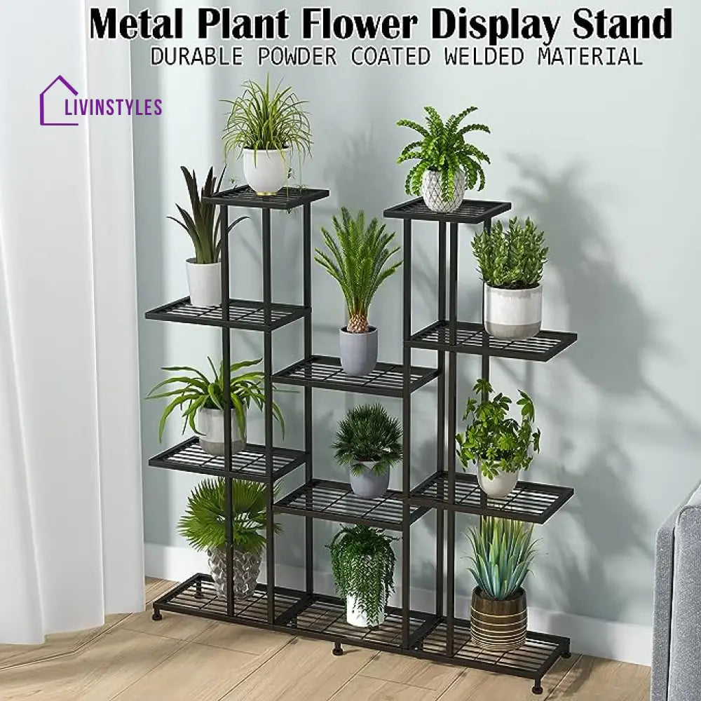 Ishita Metal Black Plant Stand For Balcony