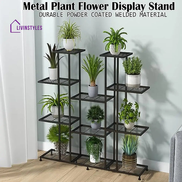 Ishita Metal Black Plant Stand For Balcony