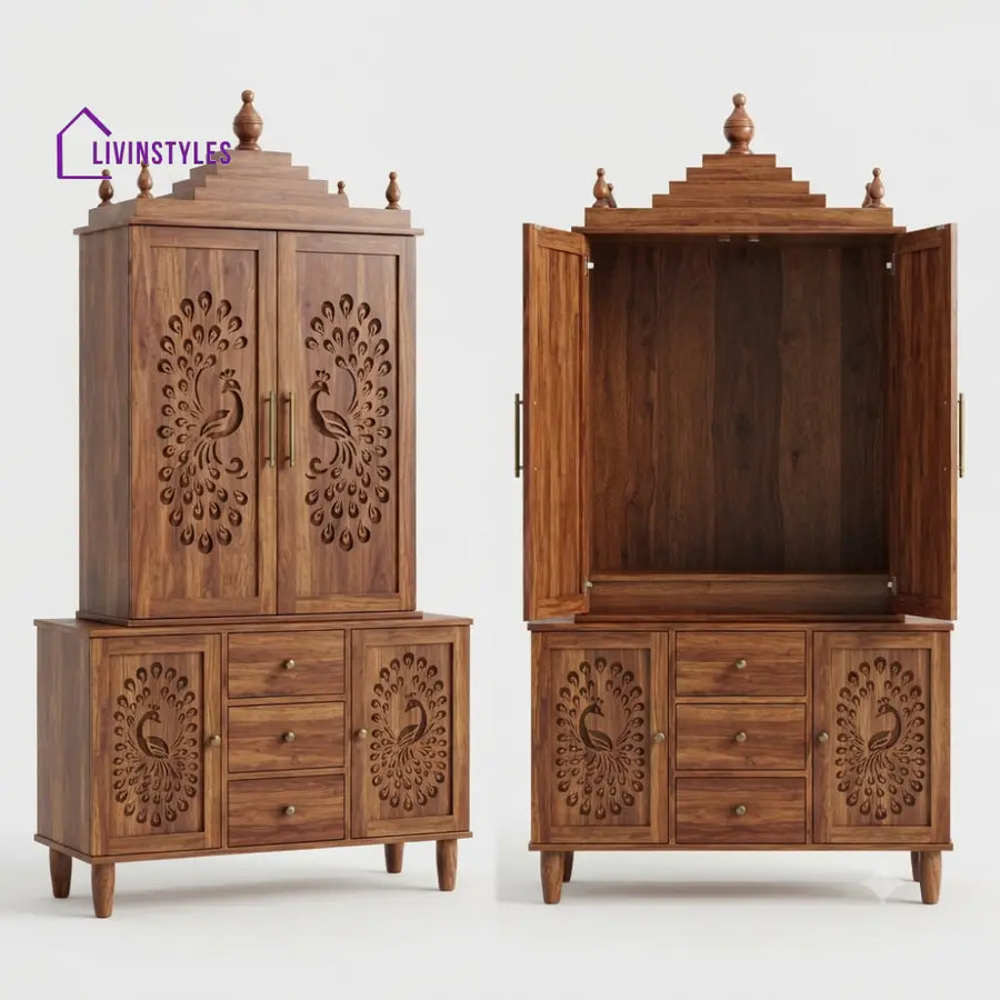 Ishita Premium Solid Wood Home Temple | Pooja Mandir for Home