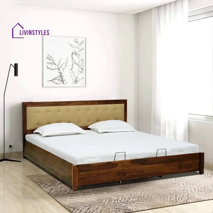 Lucia Sheesham Wood Hydraulic Storage Beds Queen / Teak Bedroom Furniture Sets