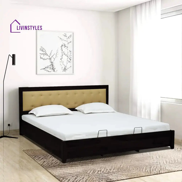Lucia Sheesham Wood Hydraulic Storage Beds Queen / Walnut Bedroom Furniture Sets