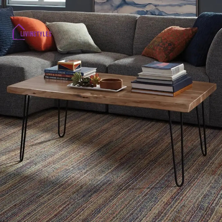 Ishita Solid Wood and Metal Coffee Table for Living Room