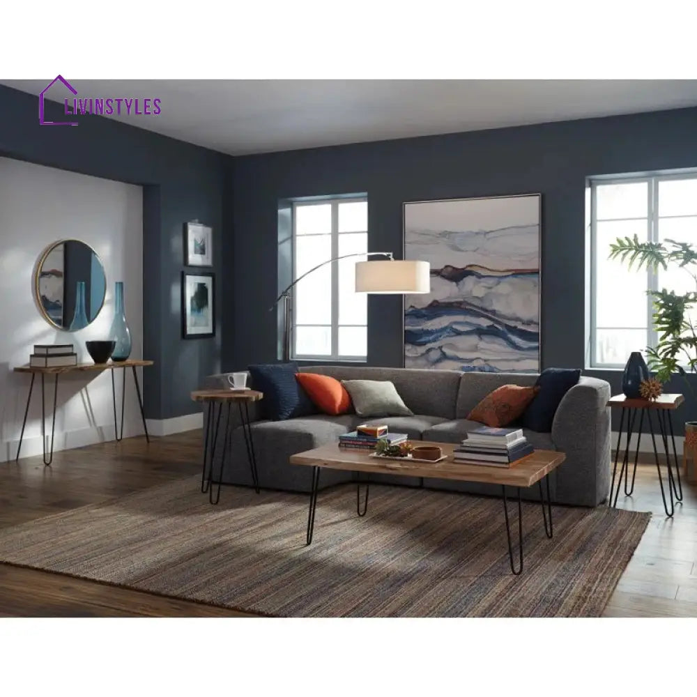 Ishita Solid Wood and Metal Coffee Table for Living Room