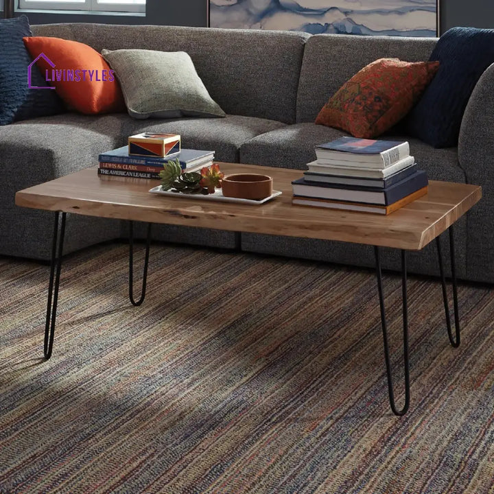 Ishita Solid Wood and Metal Coffee Table for Living Room