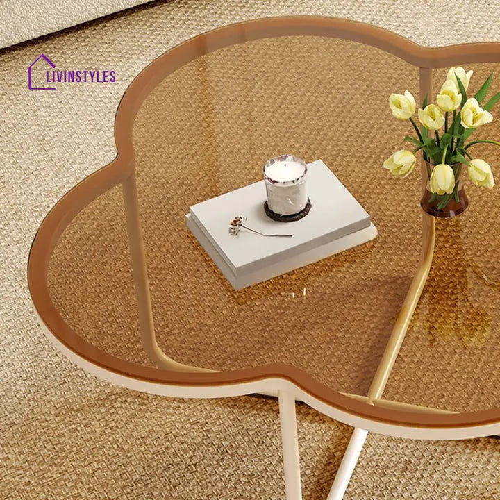 Ishita White Frame and Glass Top Coffee Table for Living Room