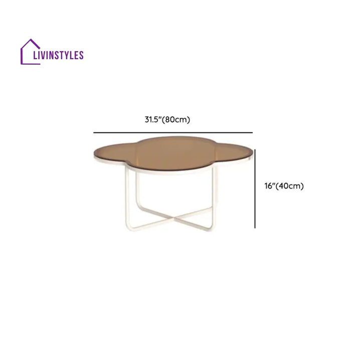 Ishita White Frame and Glass Top Coffee Table for Living Room