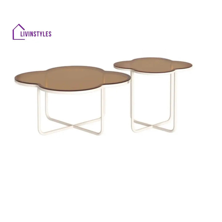 Ishita White Frame and Glass Top Coffee Table for Living Room