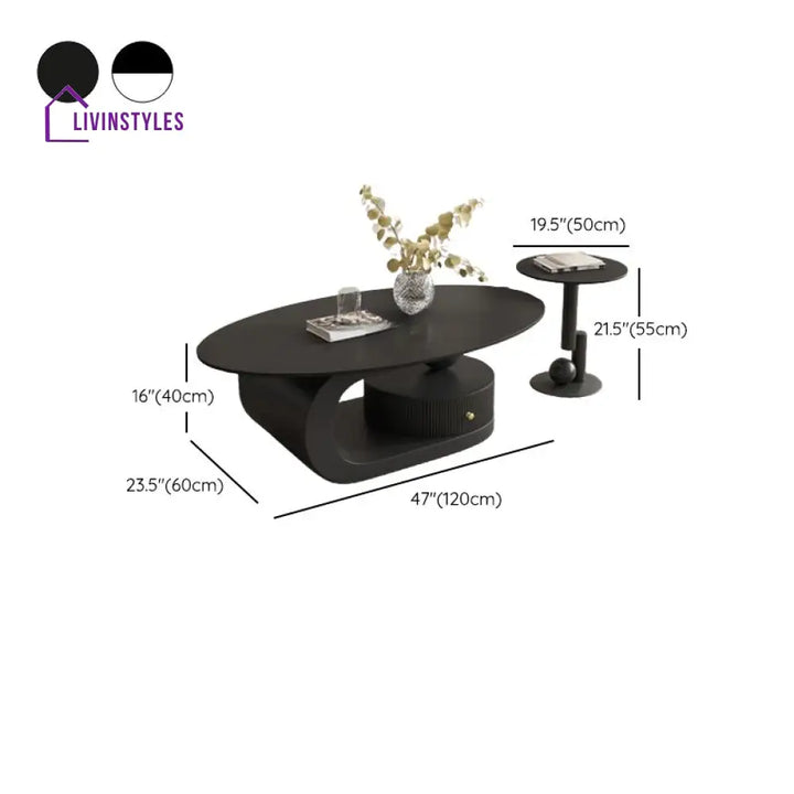Ishleen Stainless Steel Frame and Marble Top Coffee Table for Living Room
