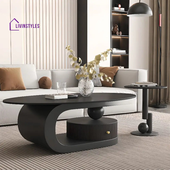 Ishleen Stainless Steel Frame and Marble Top Coffee Table for Living Room