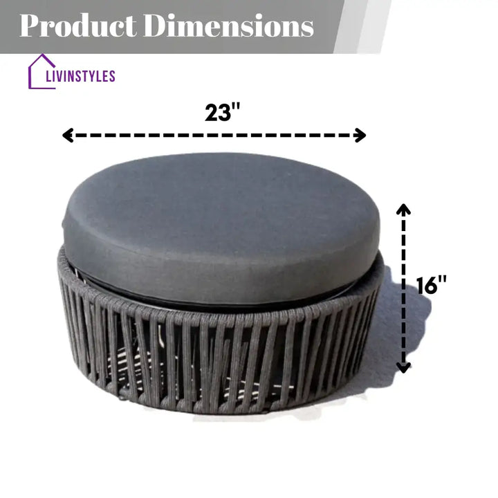 Ishvika Round Outdoor Rope Footstool - Footrest