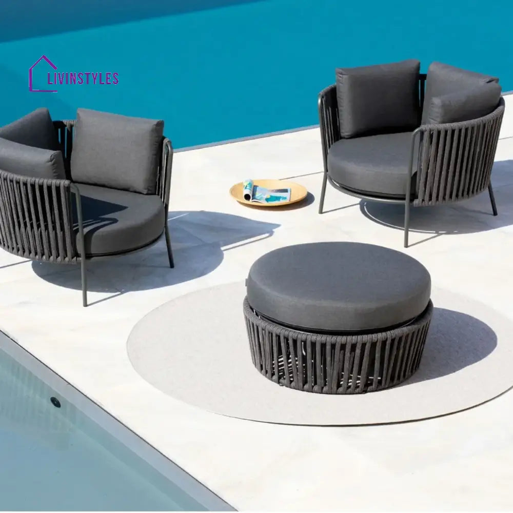 Ishvika Round Outdoor Rope Footstool - Footrest