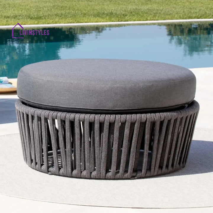 Ishvika Round Outdoor Rope Footstool - Footrest