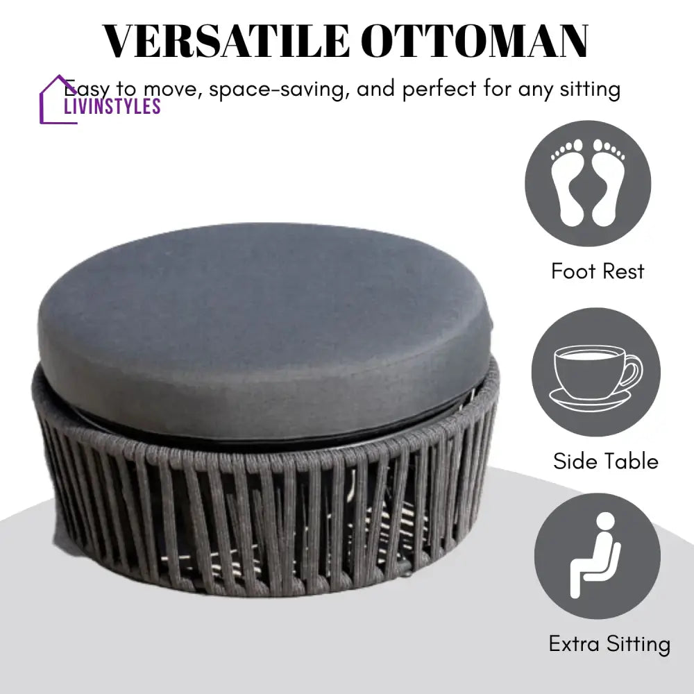 Ishvika Round Outdoor Rope Footstool - Footrest