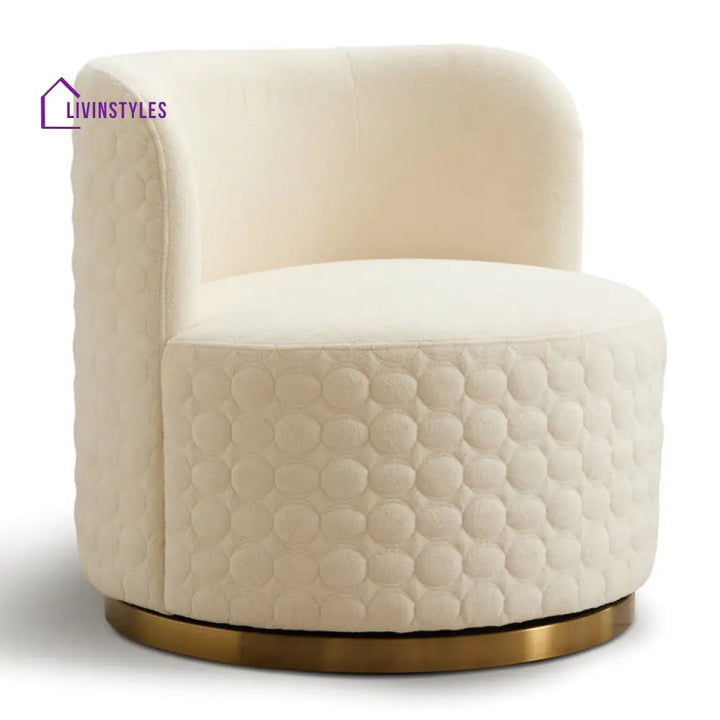 Ishwarya Metal and Fabric Arm Chair | Living Room Chair | Lounge Chair - 360 Rotating