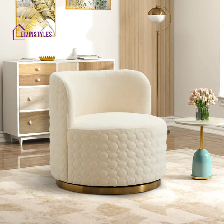 Ishwarya Metal and Fabric Arm Chair | Living Room Chair | Lounge Chair - 360 Rotating