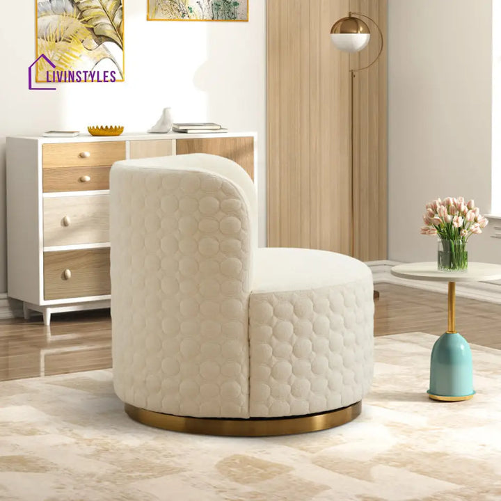 Ishwarya Metal and Fabric Arm Chair | Living Room Chair | Lounge Chair - 360 Rotating