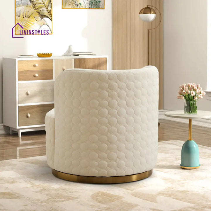 Ishwarya Metal and Fabric Arm Chair | Living Room Chair | Lounge Chair - 360 Rotating