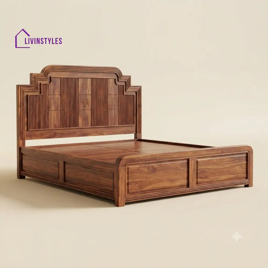 Ishwarya Sheesham Wood Bed With Box Storage | Wooden Bed