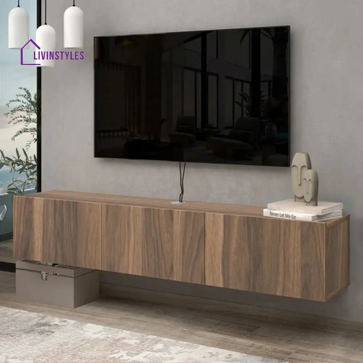 Isla Wall Mounted Wooden Finish Tv Unit Stand for Living Room