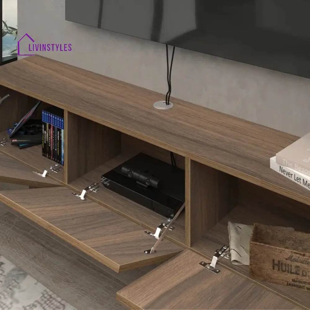 Isla Wall Mounted Wooden Finish Tv Unit Stand for Living Room