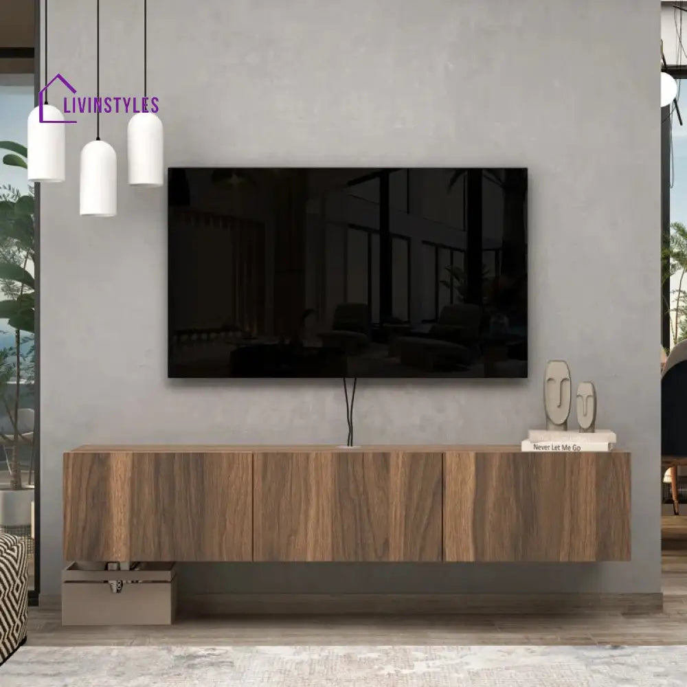 Isla Wall Mounted Wooden Finish Tv Unit Stand for Living Room