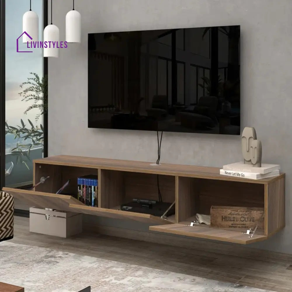 Isla Wall Mounted Wooden Finish Tv Unit Stand for Living Room