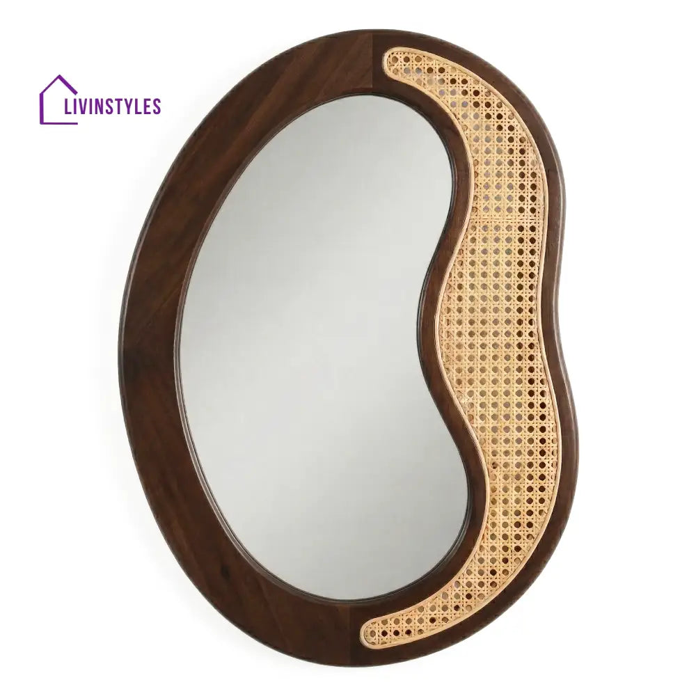 Bean Wall Mirror - Acacia Wood - Dark Brown - Furniture