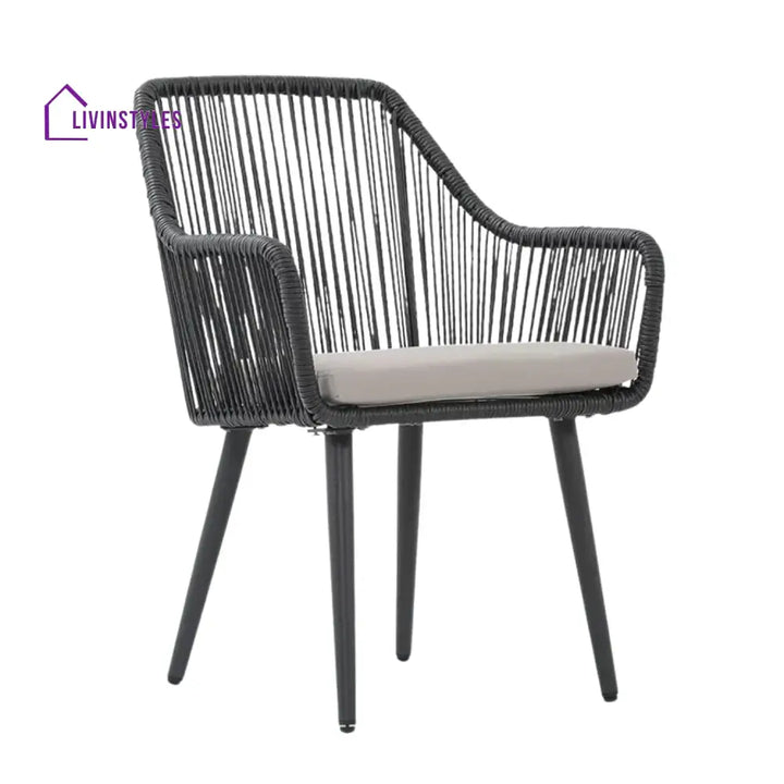 Isolde 5-Piece Outdoor Rope Patio Dining Set With Glass Top Table - Dining Set
