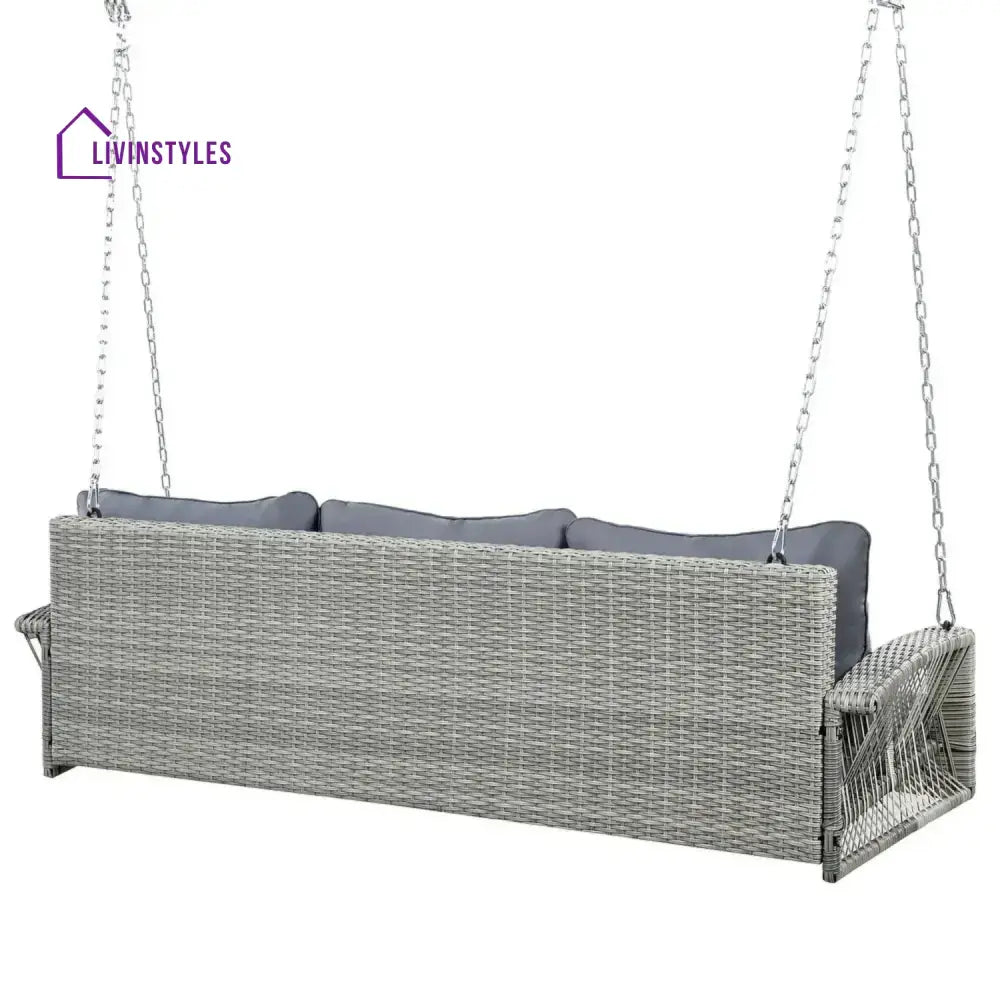 Isolde Outdoor Large HDPE Wicker 3-Person Porch Swing - Swing