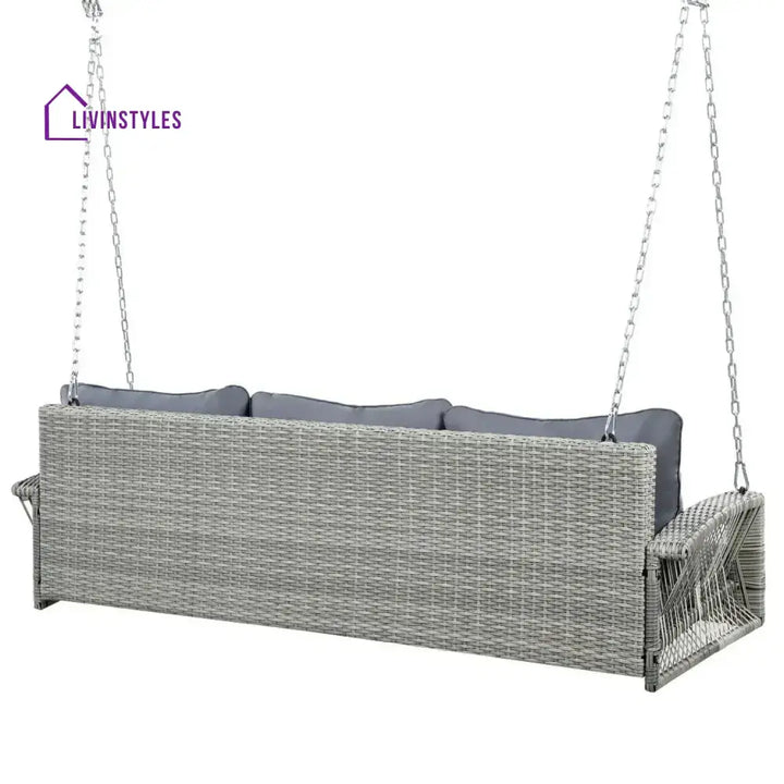 Isolde Outdoor Large HDPE Wicker 3-Person Porch Swing - Swing