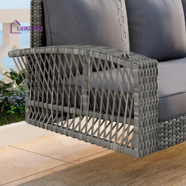 Isolde Outdoor Large HDPE Wicker 3-Person Porch Swing - Swing