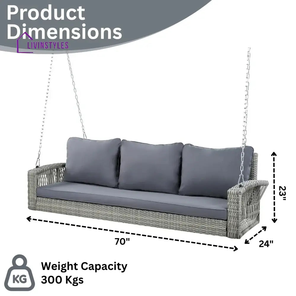 Isolde Outdoor Large HDPE Wicker 3-Person Porch Swing - Swing