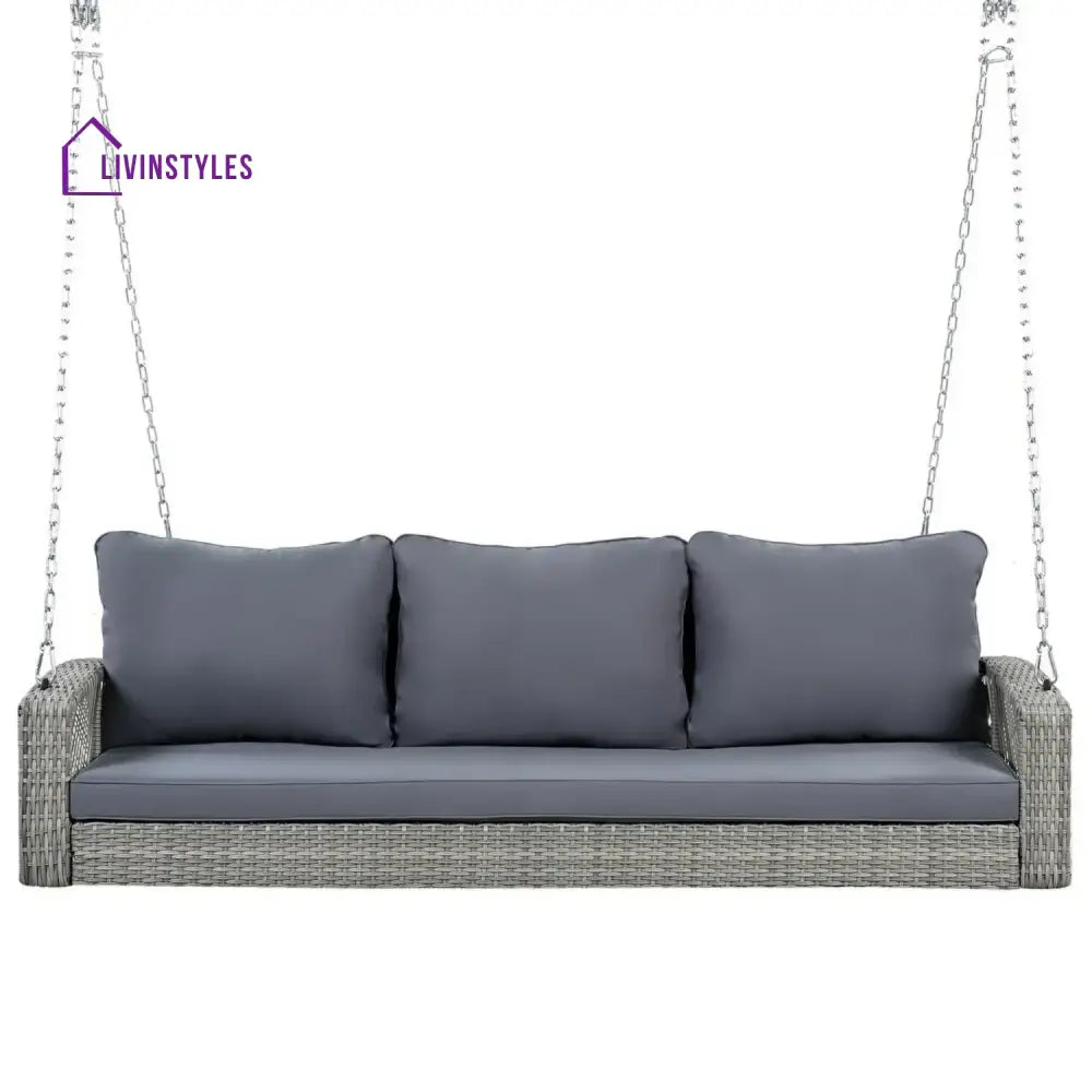 Isolde Outdoor Large HDPE Wicker 3-Person Porch Swing - Swing