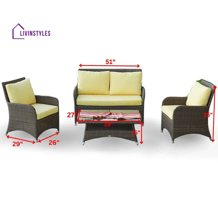 Italo Outdoor Sofa Set 2 Seater 2 Single seater and 1 Center Table (Brown) - Sofa Sets