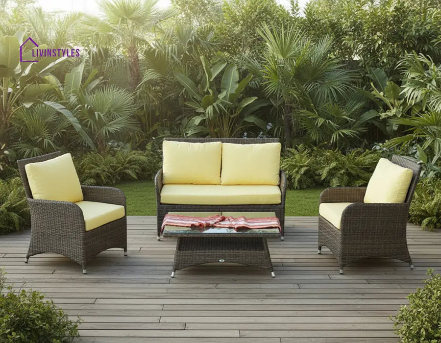 Italo Outdoor Sofa Set 2 Seater 2 Single seater and 1 Center Table (Brown) - Sofa Sets