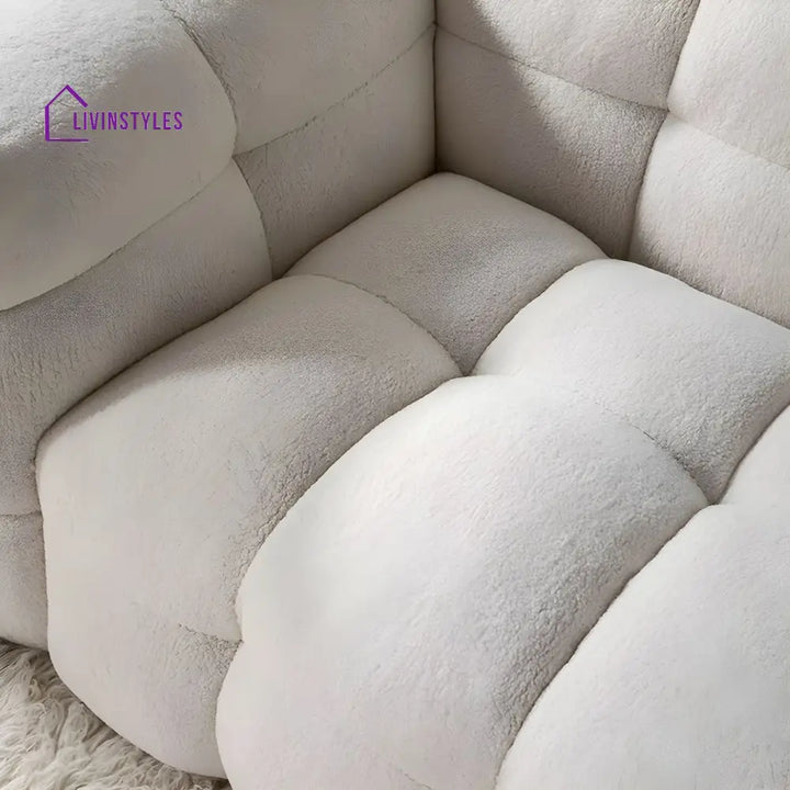 Ivan Boucle Fabric 3 Seater Sofa for Living Room | White Beige
