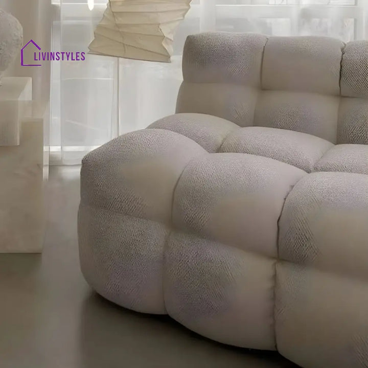 Ivan Boucle Fabric 3 Seater Sofa for Living Room | White Beige